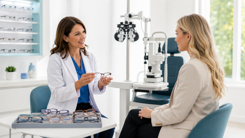 Beratung zu prismatischen Brillengläsern und beidäugigem Sehen bei Optiker-vor-Ort